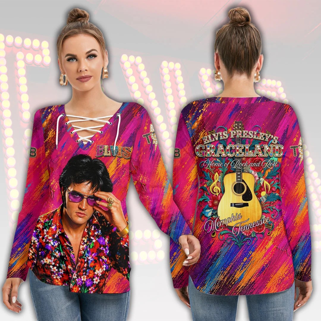 Elvis Presley Women's Long Sleeve Neckline Tie Sweatshirt – HOATT21601