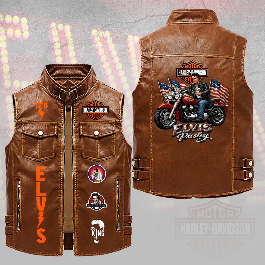 Elvis Presley Premium 2D Sleeveless Leather Vest – HOATT18766