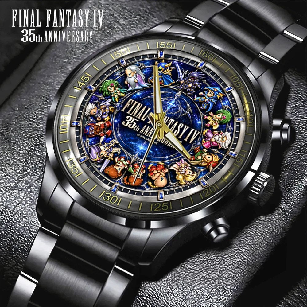 Final Fantasy IV 35th Anniversary Black Stainless Steel Watch – GNE8849