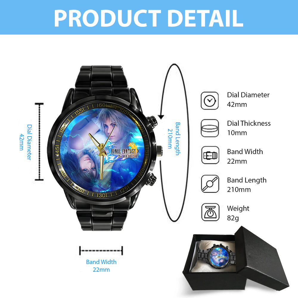 Final Fantasy X 25th Anniversary Black Stainless Steel Watch – GNE6860
