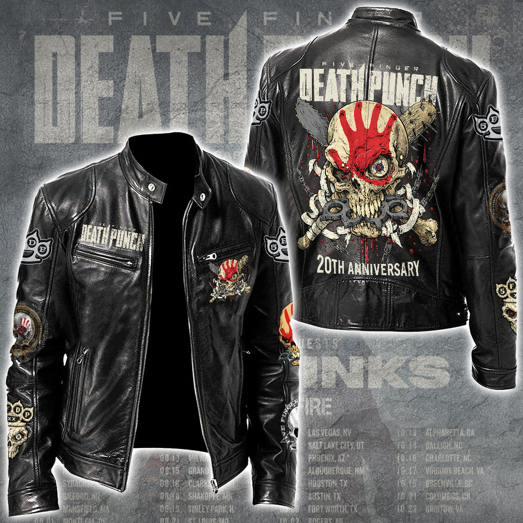 Five Finger Death Punch Tour 2026 Motorcycle Leather Jacket – GNE4865