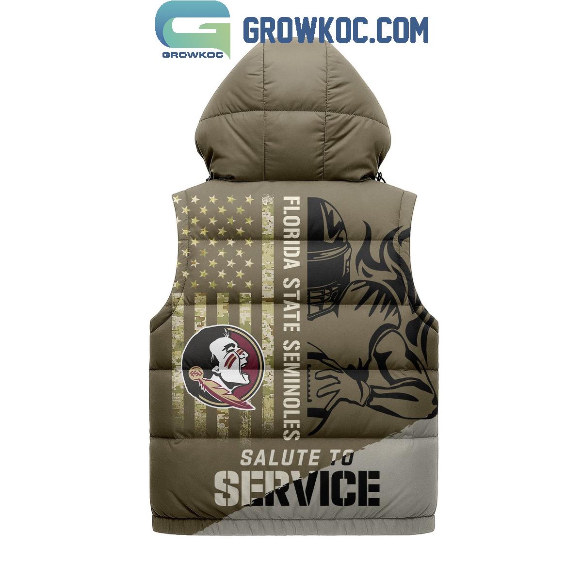 Florida State Seminoless Salute To Service Sleeveless Puffer Jacket