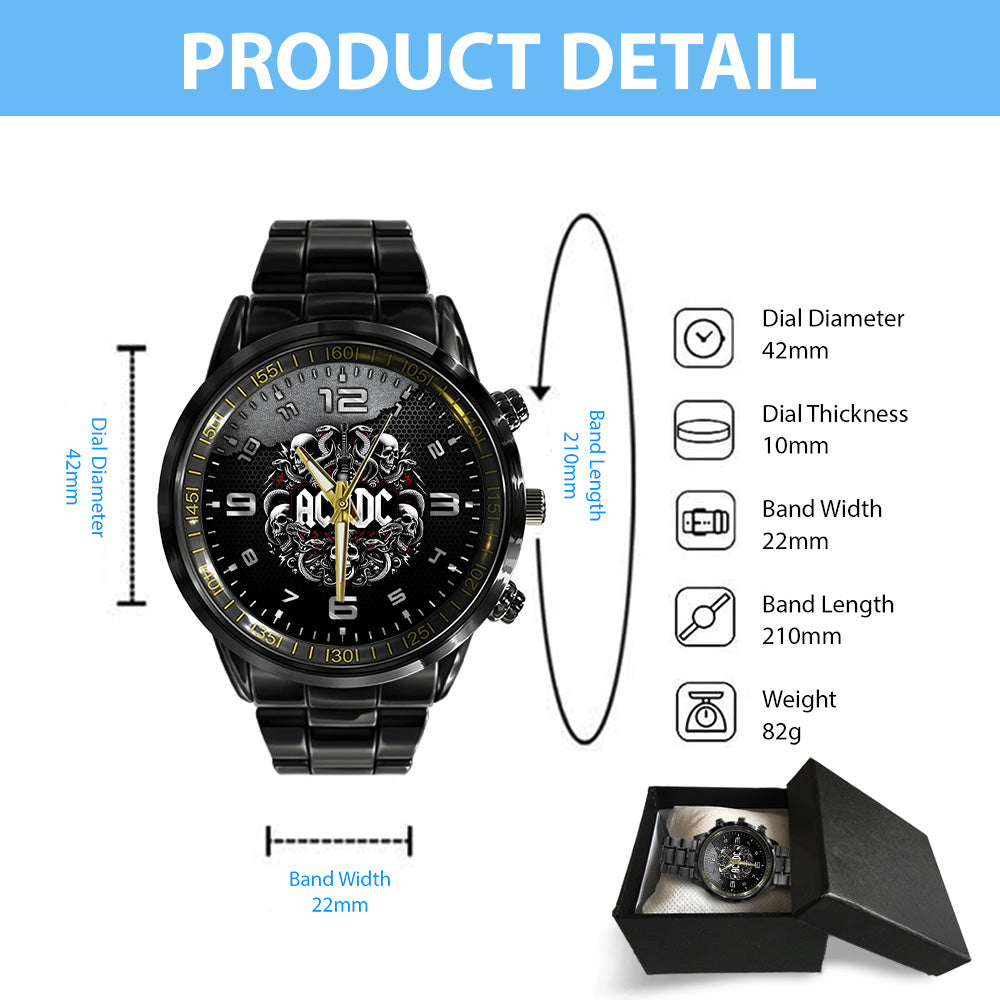 AC/DC Black Stainless Steel Watch – GNE 2200
