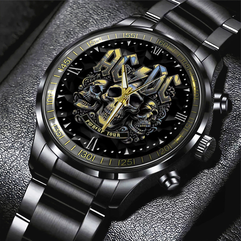 AC/DC Black Stainless Steel Watch – GNE NEW457
