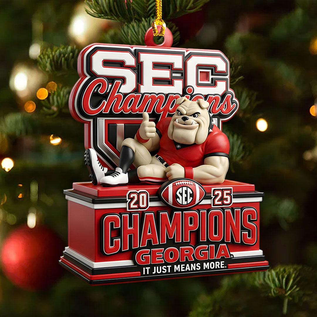 Georgia Bulldogs Football 2025 SEC Champions Custom Shape 2-sided Acrylic Ornament – HOATT15025