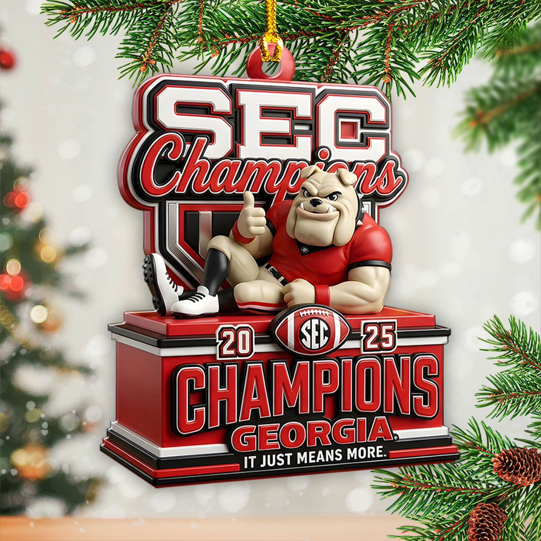 Georgia Bulldogs Football 2025 SEC Champions Custom Shape 2-sided Acrylic Ornament – HOATT15025