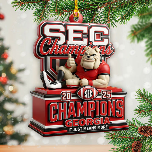 Georgia Bulldogs Football 2025 SEC Champions Custom Shape 2-sided Acrylic Ornament – HOATT15025
