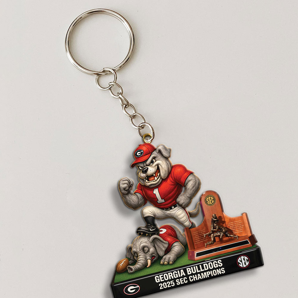 Georgia Bulldogs Football 2025 SEC Champions Custom Shape 2-sided Keychain – MAITM14011