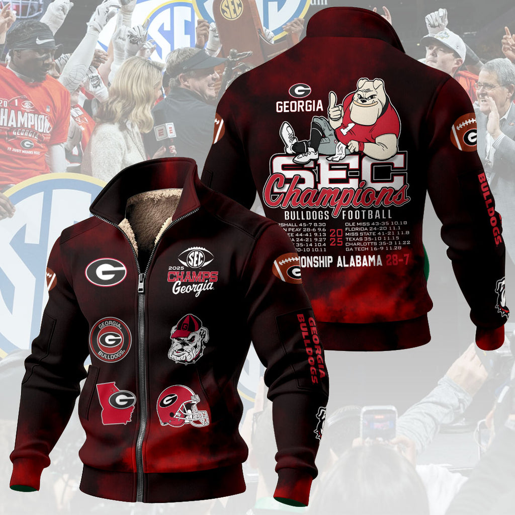 Georgia Bulldogs Football 2025 SEC Champions Thick Knit Fleece Jacket – HOATT15050