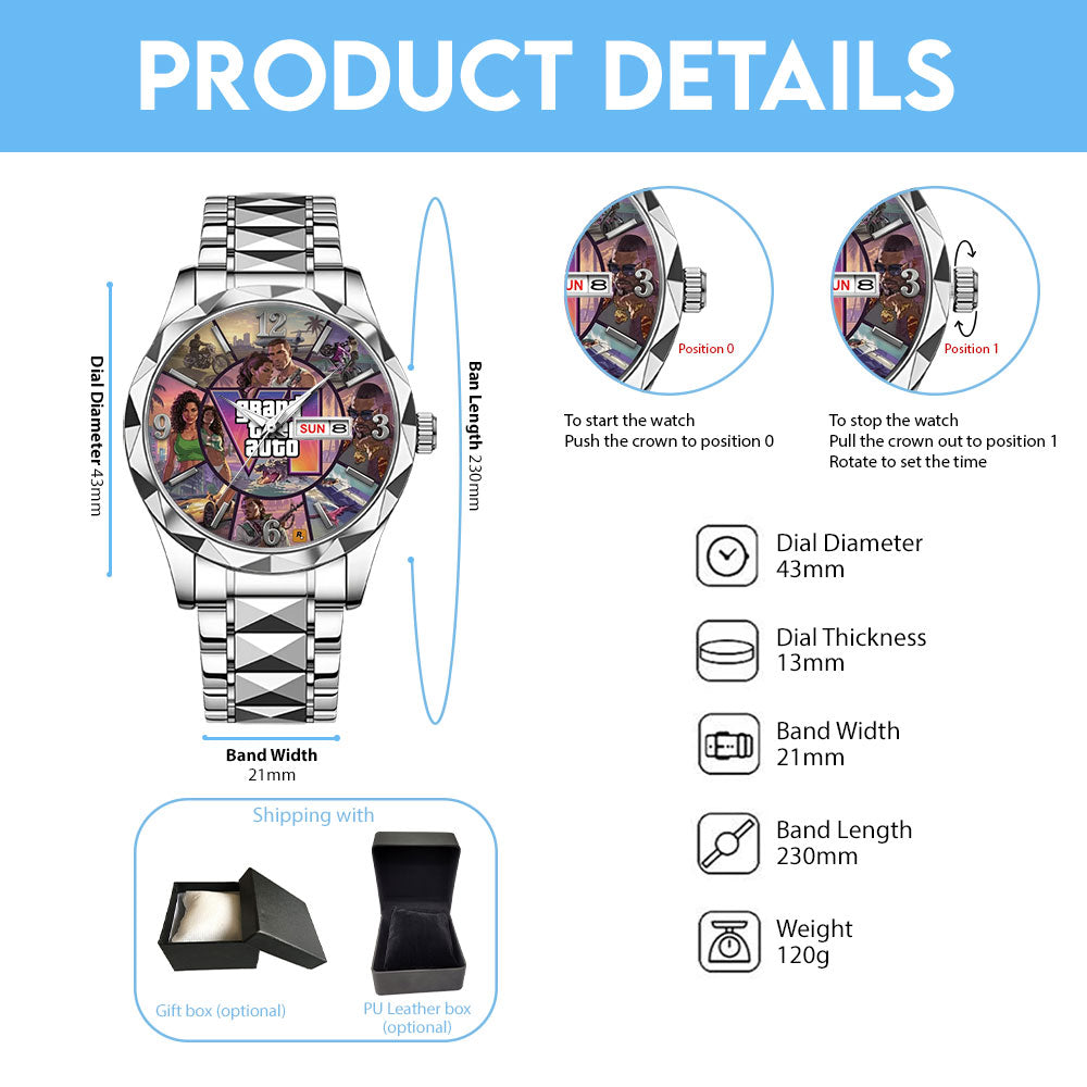 Grand Theft Auto VI Alloy Luxury Quartz Watch – GNE7920