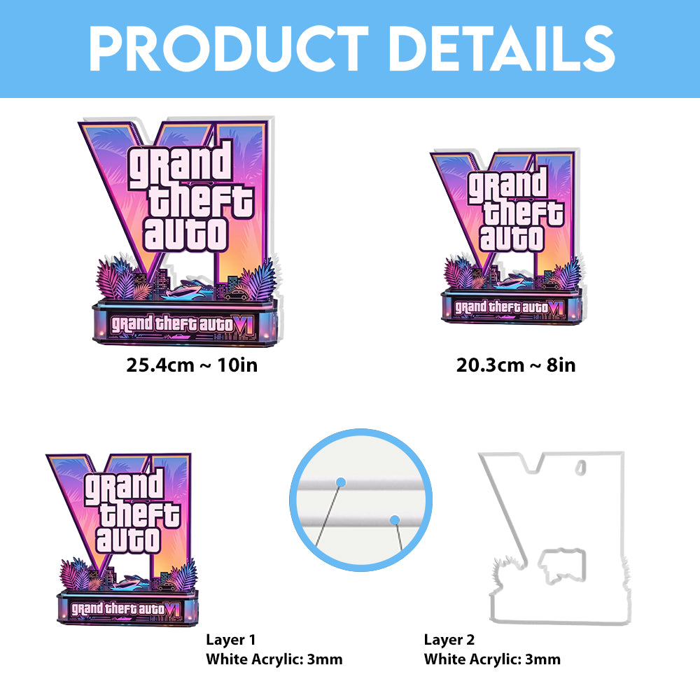 Grand Theft Auto VI Custom Shape Acrylic Light Box – TMTHU7496