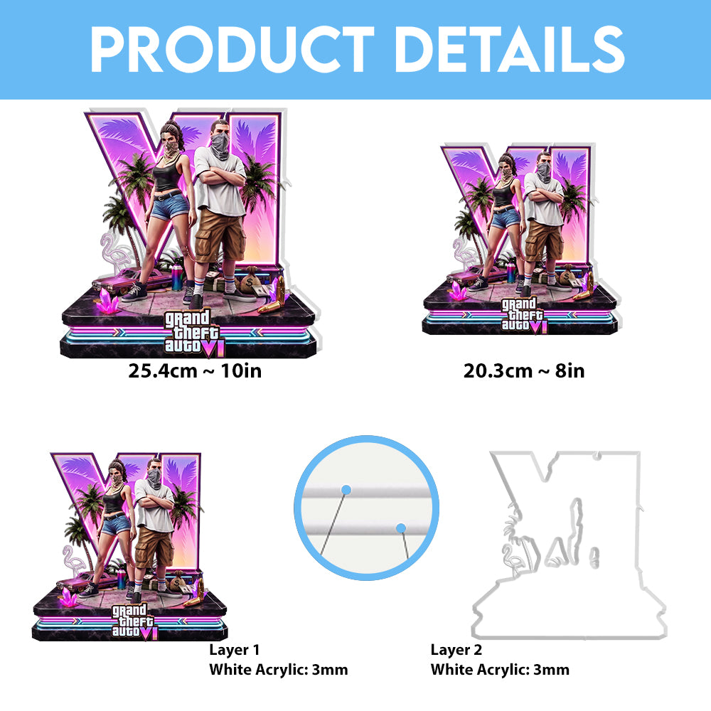 Grand Theft Auto VI Custom Shape Acrylic Light Box – TMTHU7497