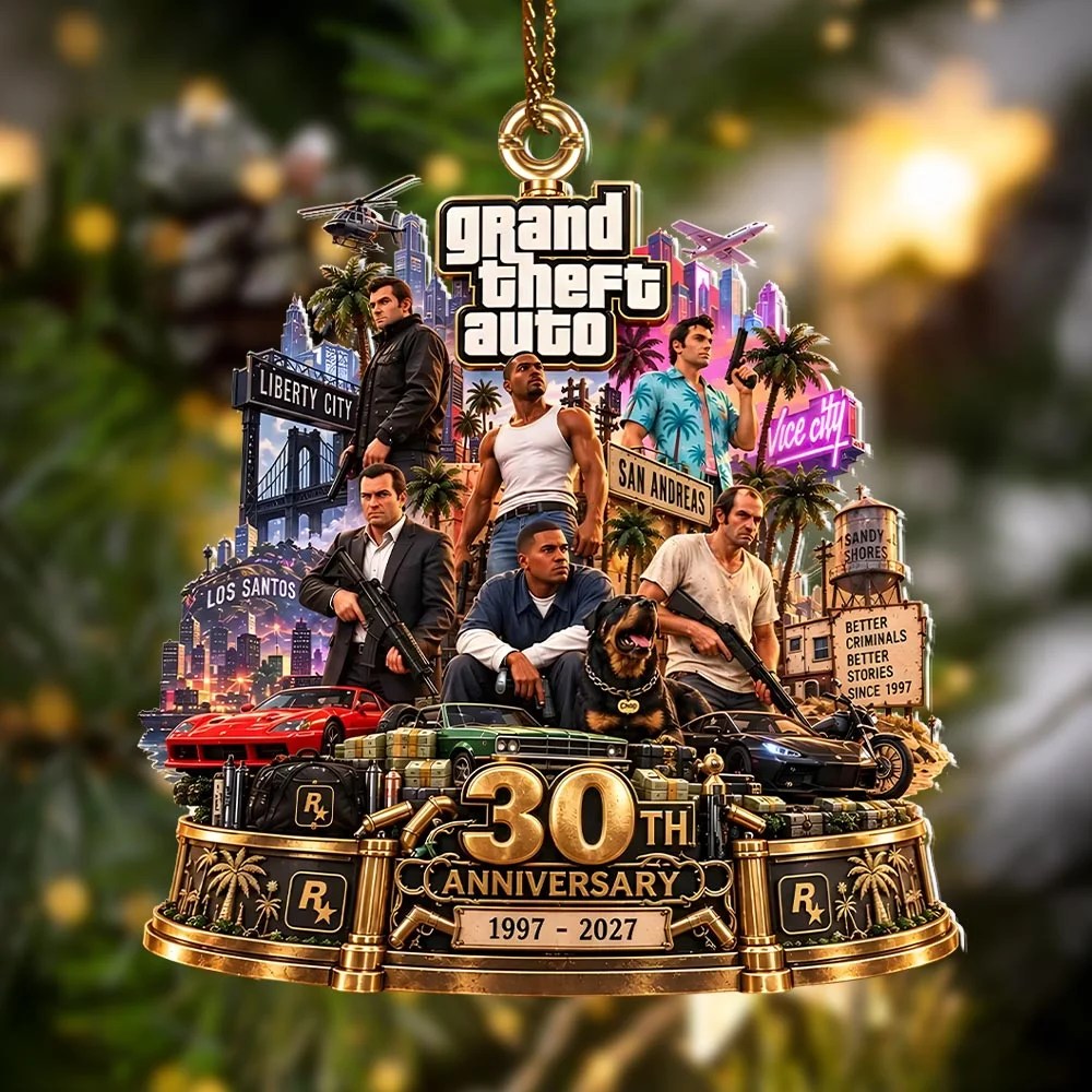Grand Theft Auto 30th Anniversary Custom Shape 2-side Printed Acrylic Ornament – HOATT21394