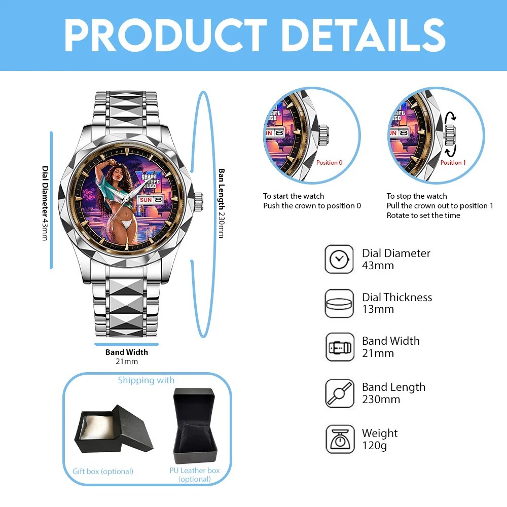 Grand Theft Auto VI Alloy Luxury Quartz Watch – GNE8736