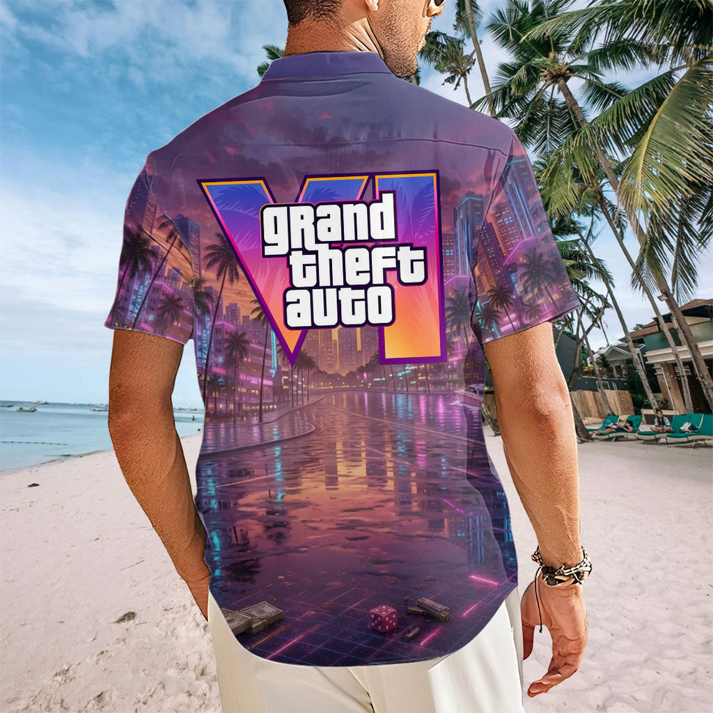 Grand Theft Auto VI Short Sleeve Button-Down Shirt – TMTHU7400