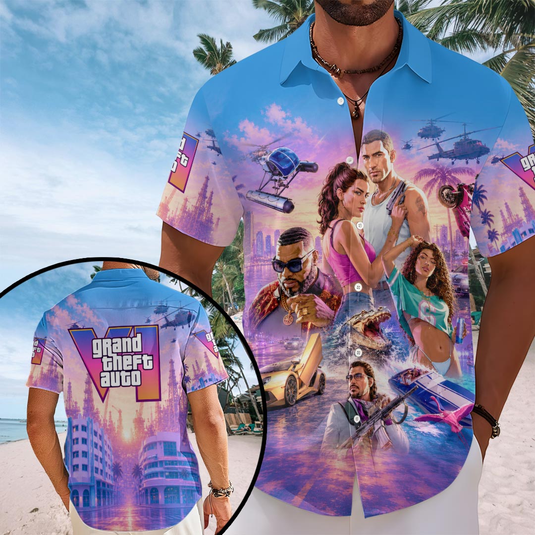 Grand Theft Auto VI Short Sleeve Button-Down Shirt – HOATT19574