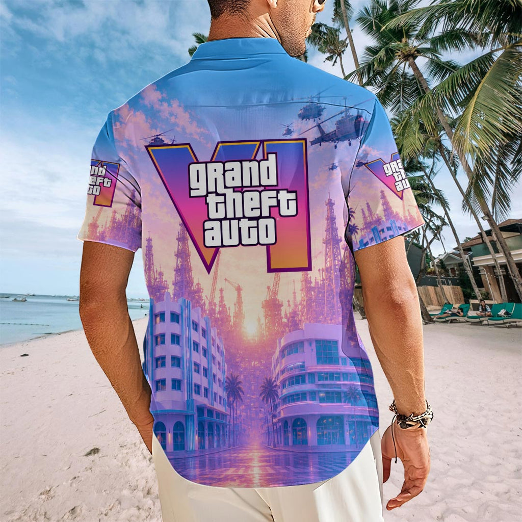 Grand Theft Auto VI Short Sleeve Button-Down Shirt – HOATT19574