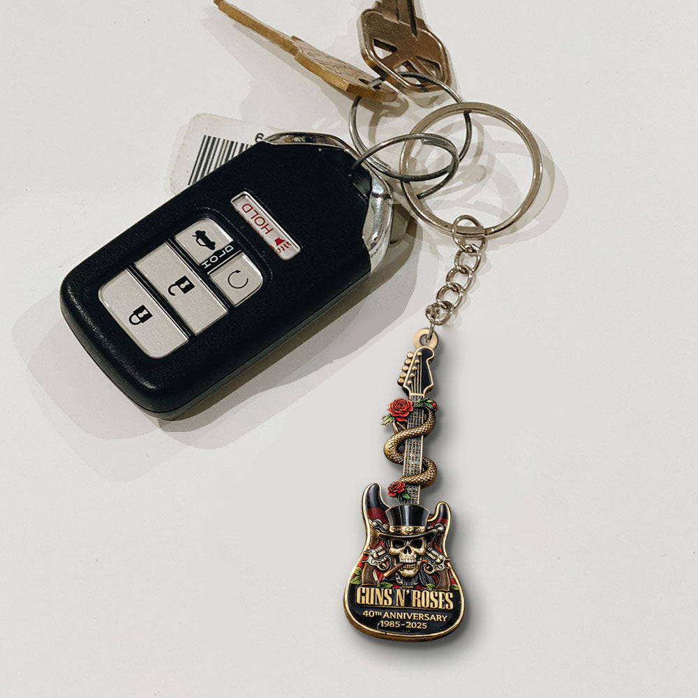 Guns N' Roses 40th Anniversary Custom Shape 2-sided Keychain – TATNTN21424