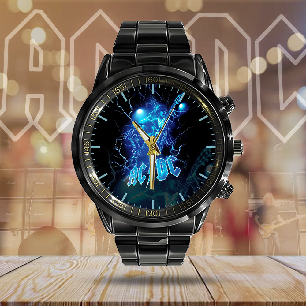 AC/DC Black Stainless Steel Watch – HUANNM 4892