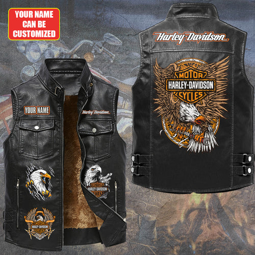 Personalized Harley Davidson Premium 2D Sleeveless Leather Vest – GNE8018