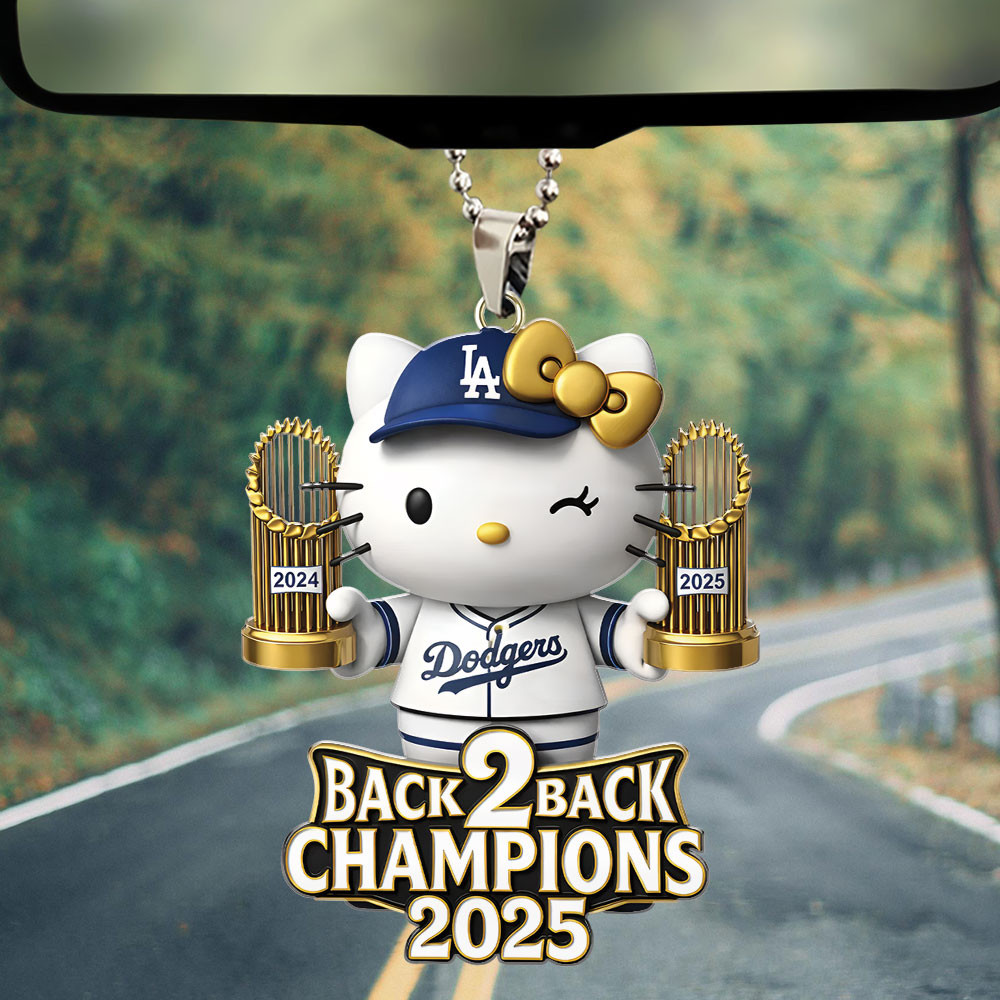 Hello Kitty x Los Angeles Dodgers Custom shape 2-sided Acrylic Car Ornament – TMTHU2725