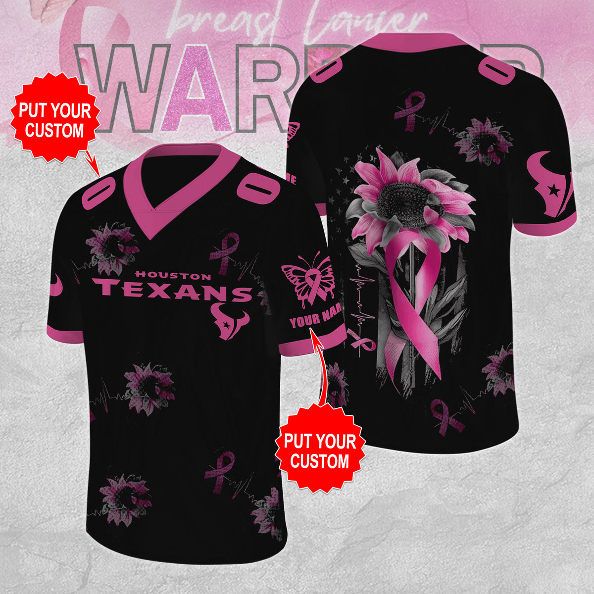 Personalized Houston Texans x Breast Cancer Awareness 3D Football Jersey – MAITM12847