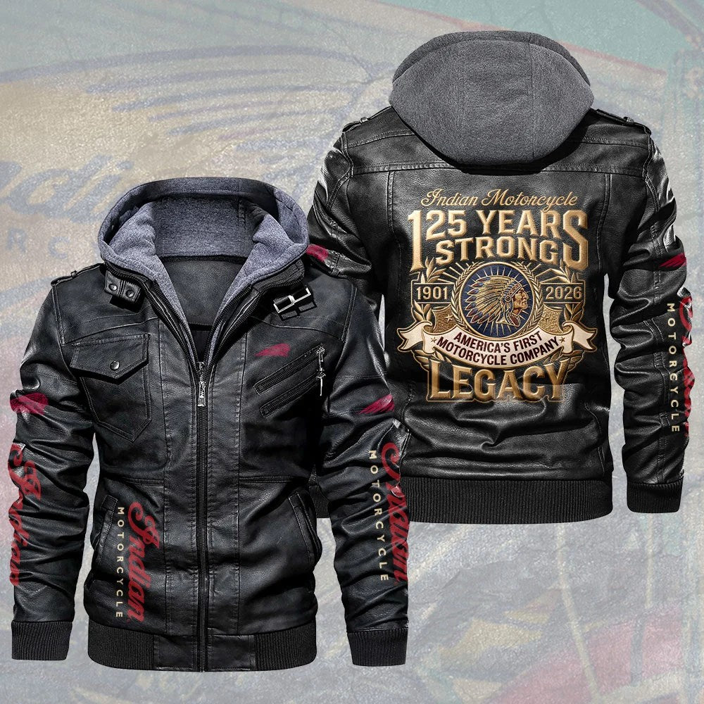 Indian Motorcycle 125th Anniversary 2D Leather Hooded Jacket – TMTHU8767