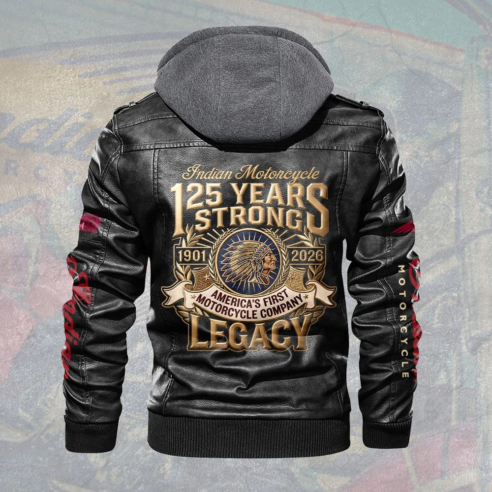 Indian Motorcycle 125th Anniversary 2D Leather Hooded Jacket – TMTHU8767