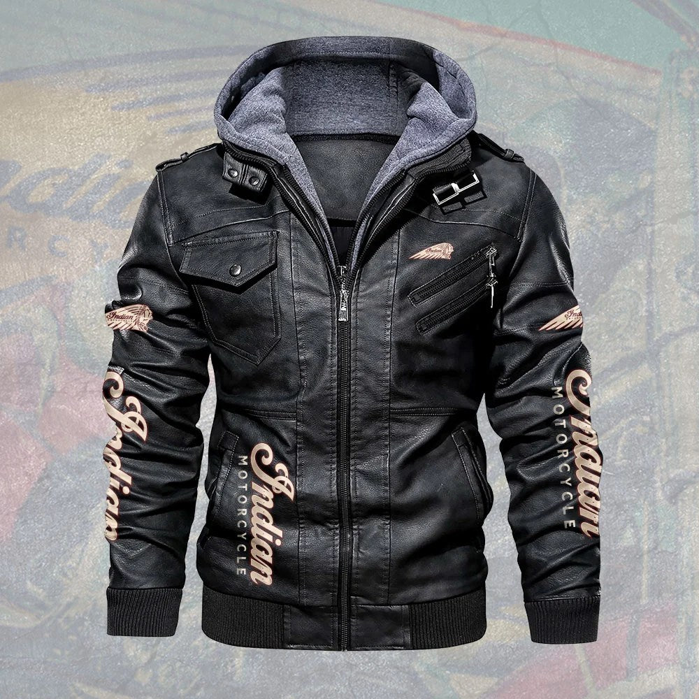 Indian Motorcycle 125th Anniversary 2D Leather Hooded Jacket – TMTHU9786