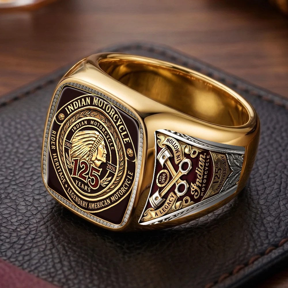 Indian Motorcycle 125th Anniversary 3D Engraved Ring – TMTHU10068