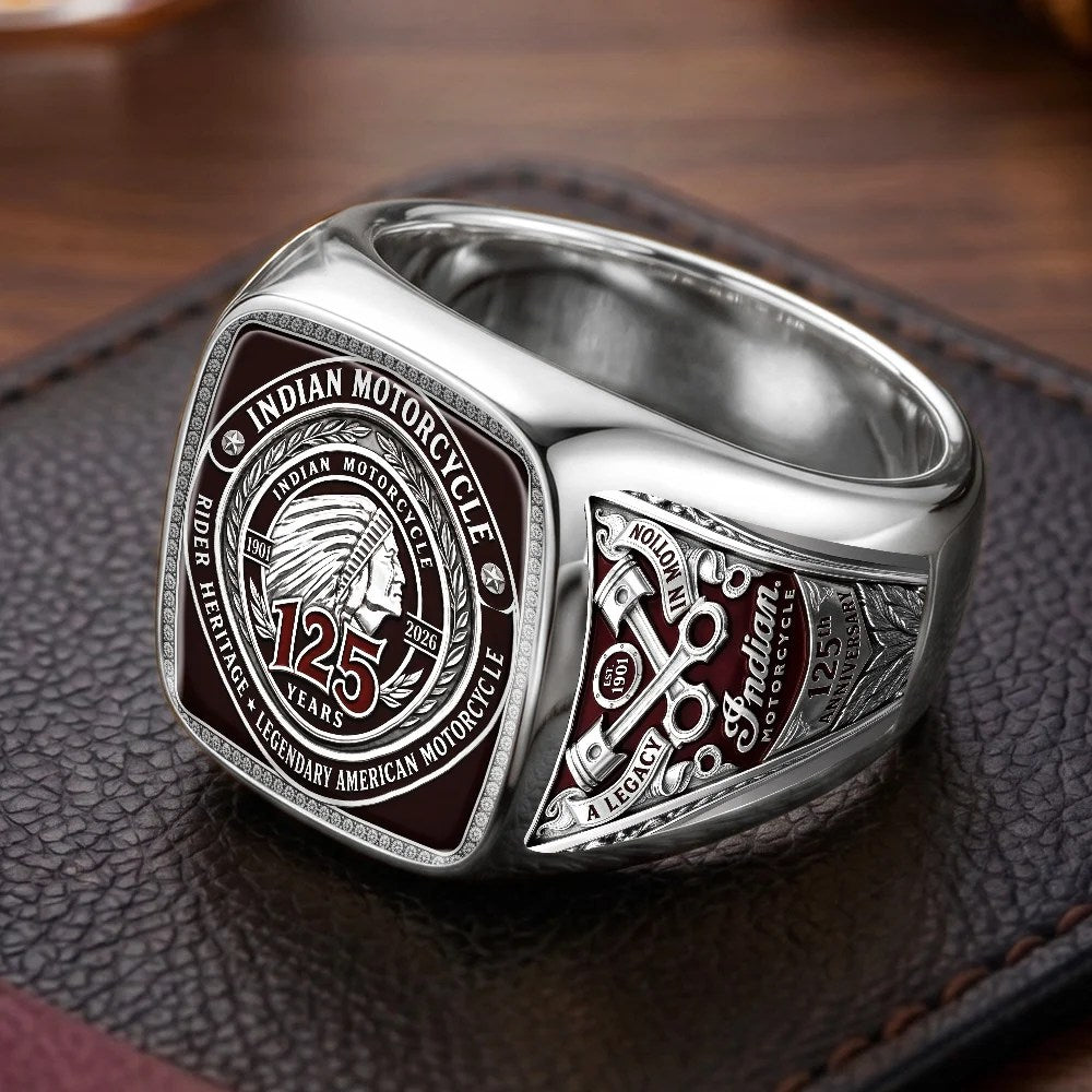 Indian Motorcycle 125th Anniversary 3D Engraved Ring – TMTHU10068