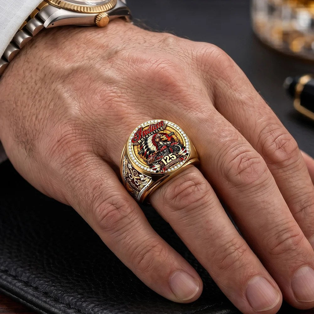 Indian Motorcycle 125th Anniversary 3D Engraved Ring – TMTHU10267