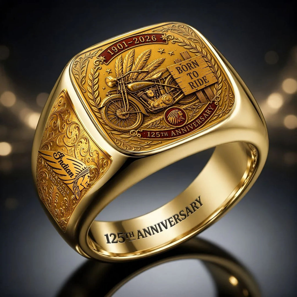 Indian Motorcycle 125th Anniversary 3D Engraved Ring – HOATT20335
