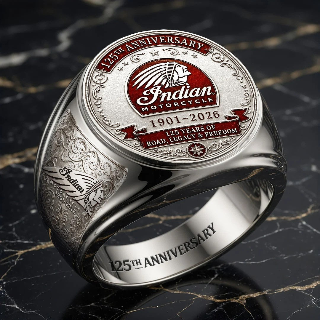 Indian Motorcycle 125th Anniversary 3D Engraved Ring – HOATT20386