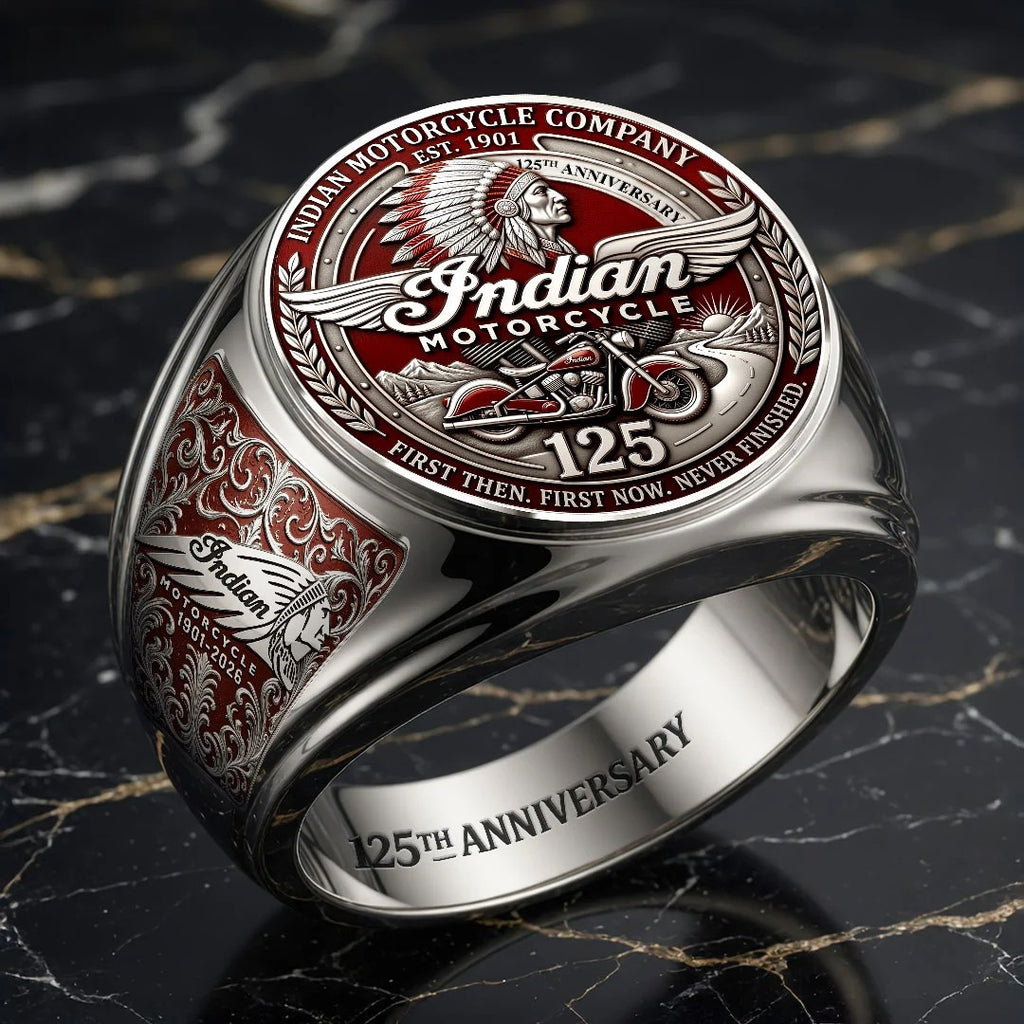 Indian Motorcycle 125th Anniversary 3D Engraved Ring – HOATT20422