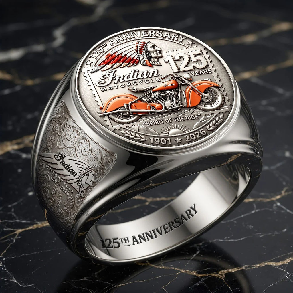 Indian Motorcycle 125th Anniversary 3D Engraved Ring – HOATT20489