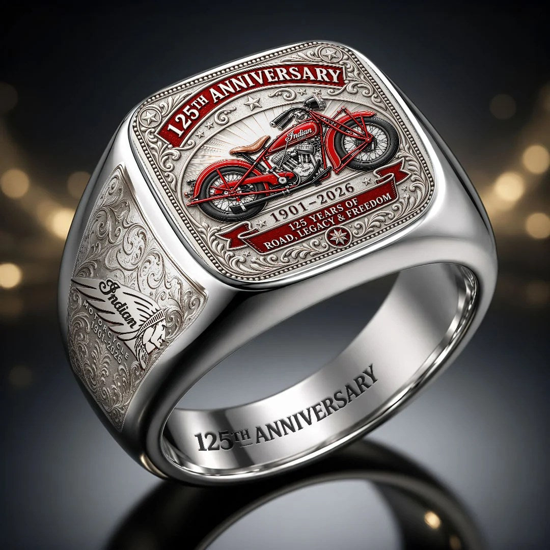 Indian Motorcycle 125th Anniversary 3D Engraved Ring – HOATT26741