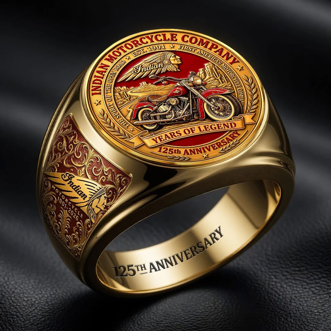 Indian Motorcycle 125th Anniversary 3D Engraved Ring – HOATT26742