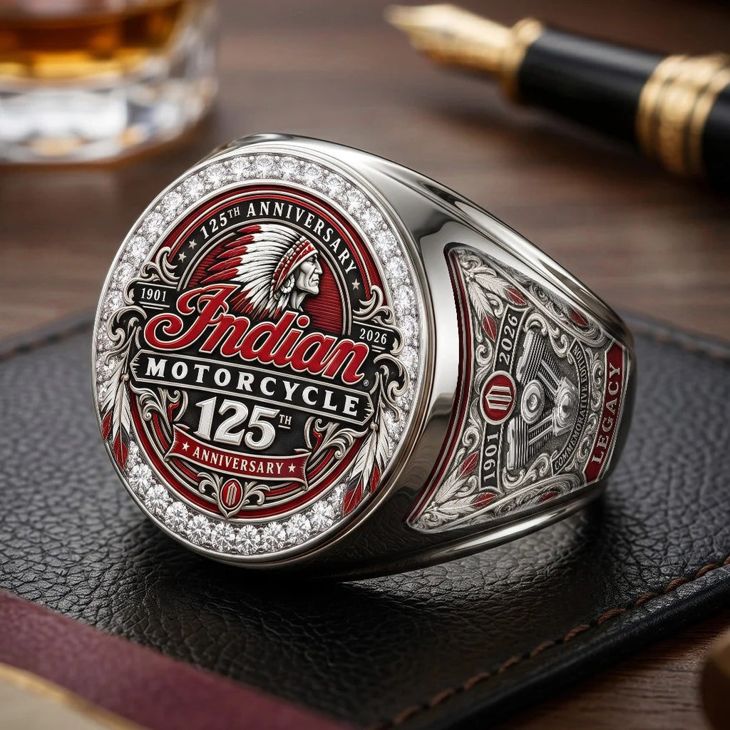Indian Motorcycle 125th Anniversary 3D Engraved Ring – TMTHU9271