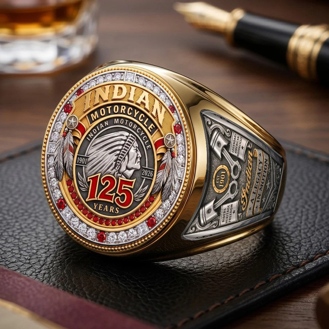 Indian Motorcycle 125th Anniversary 3D Engraved Ring – TMTHU9441
