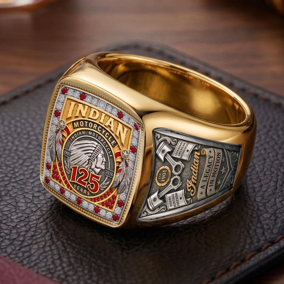Indian Motorcycle 125th Anniversary 3D Engraved Ring – TMTHU9441