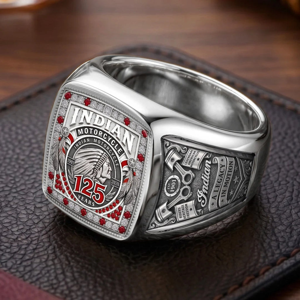 Indian Motorcycle 125th Anniversary 3D Engraved Ring – TMTHU9441