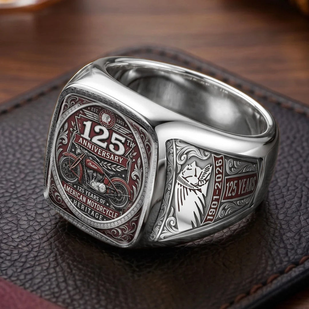 Indian Motorcycle 125th Anniversary 3D Engraved Ring – TMTHU8856