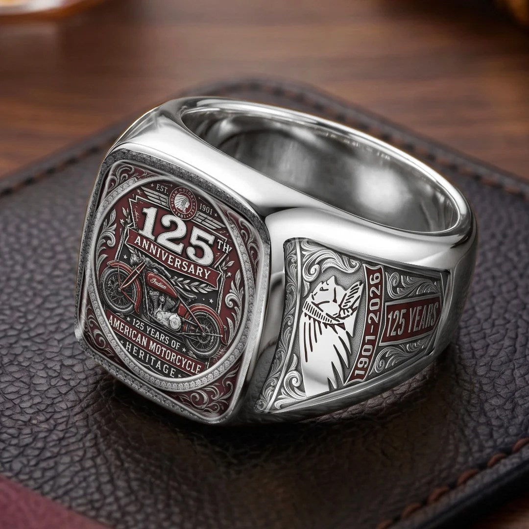 Indian Motorcycle 125th Anniversary 3D Engraved Ring – TMTHU8856