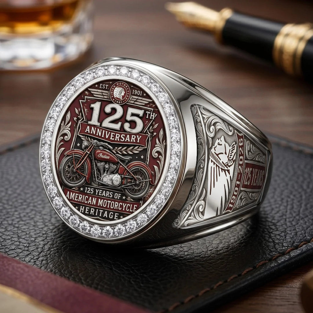 Indian Motorcycle 125th Anniversary 3D Engraved Ring – TMTHU8856