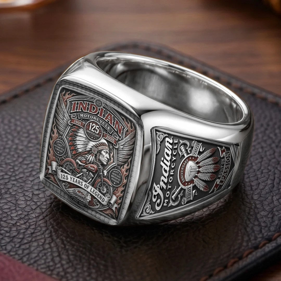 Indian Motorcycle 125th Anniversary 3D Engraved Ring – TMTHU9131