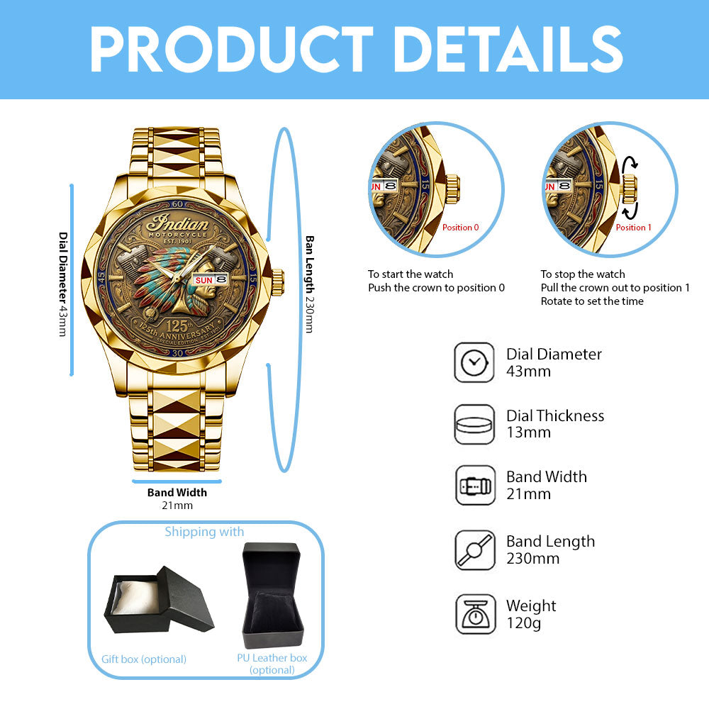 Indian Motorcycle 125th Anniversary Alloy Luxury Quartz Watch – TANTN24806