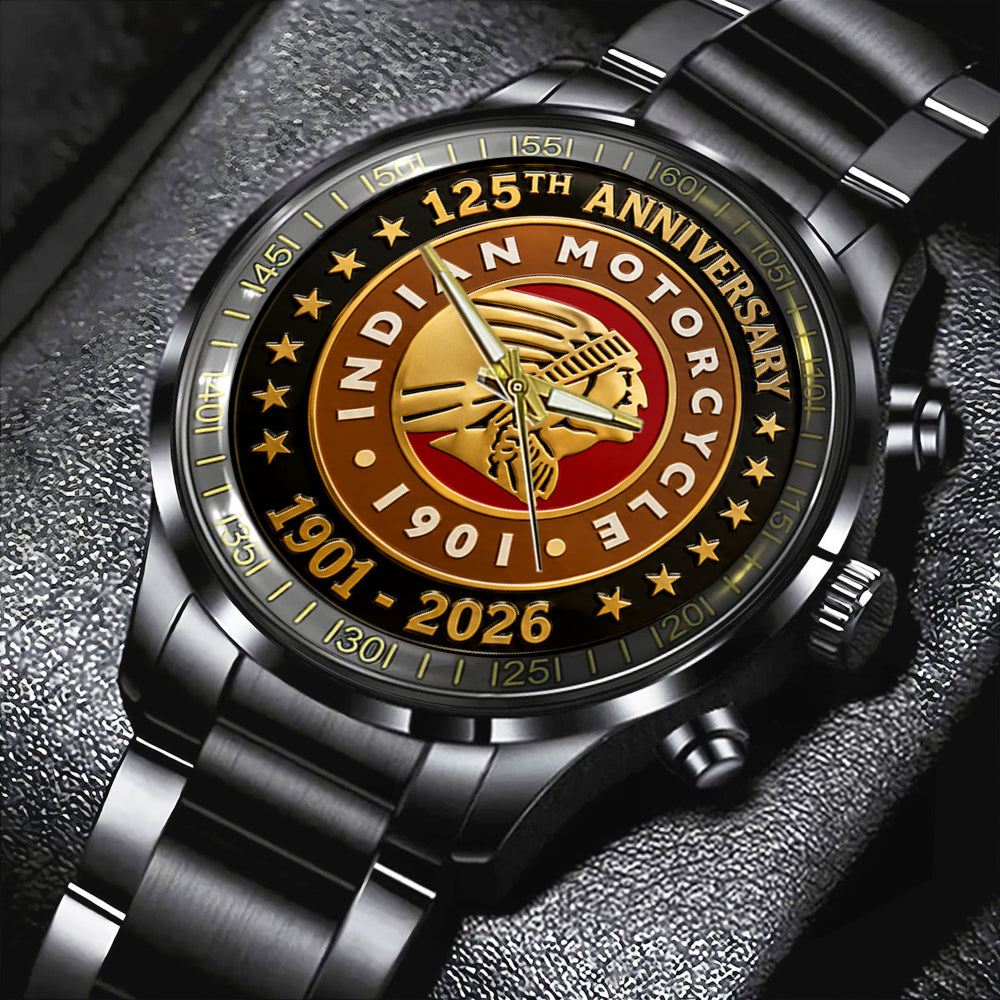 Indian Motorcycle 125th Anniversary Black Stainless Steel Watch – TMTHU8096