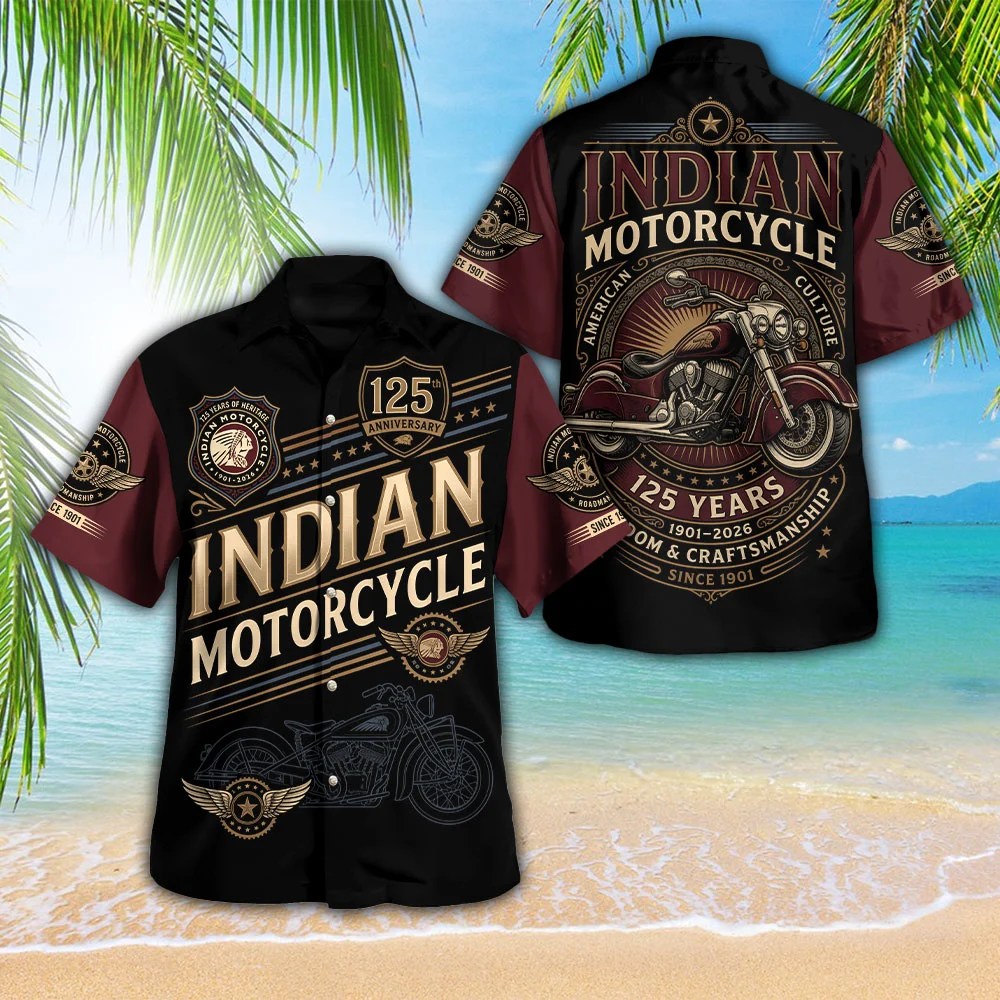 Indian Motorcycle 125th Anniversary 3D Hawaiian Apparel – TMTHU8602