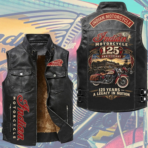 Indian Motorcycle 125th Anniversary Premium 2D Sleeveless Leather Vest – TMTHU10008